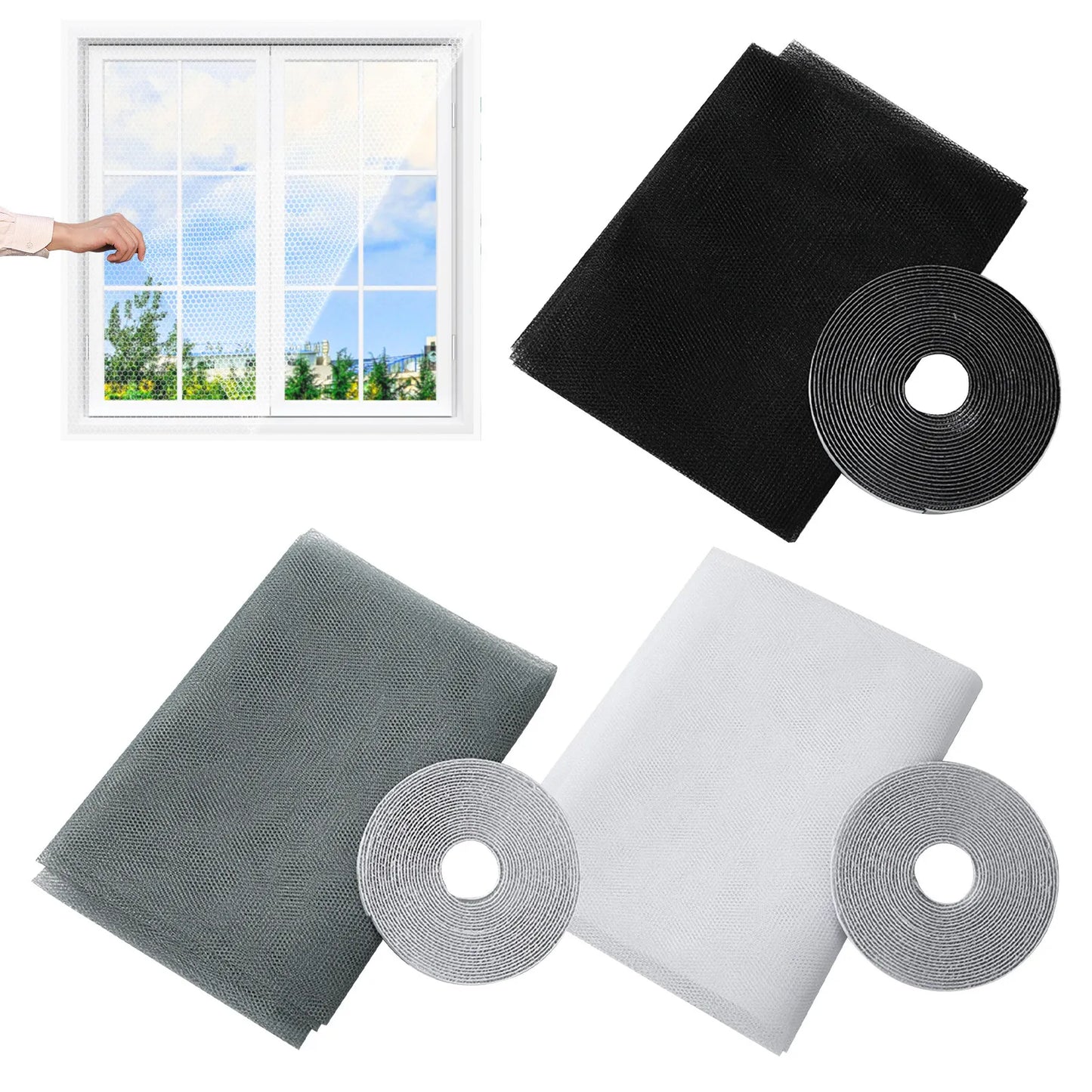 Anti-Fly Mosquito Net Window Screen Mesh - Adhesive Insect Flying Bug Net Curtains for Kitchen Windows - Home Protector