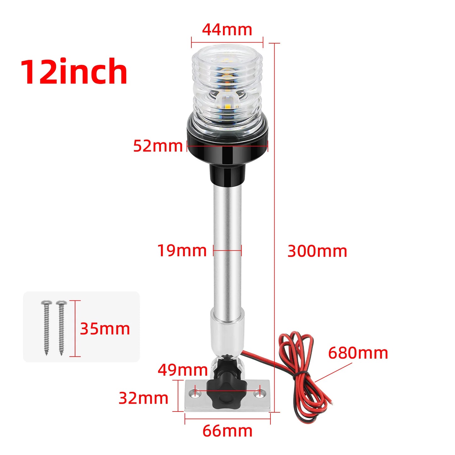 12V/24V LED Boat Navigation Light – 360° Fold Down Marine Signal Anchor Light for Yacht & Sailing