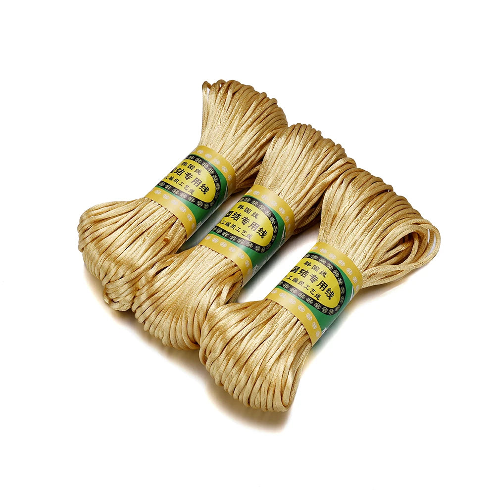 20m/Lot Chinese Knotting Silk Macrame Cord – 1.5mm & 2mm Nylon Black Satin Beading & Shamballa Thread
