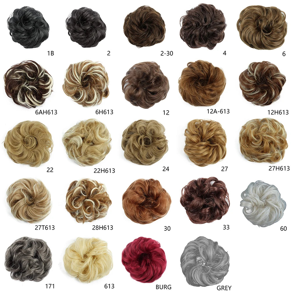 Synthetic Wavy Hair Bun Wig – Elastic Rubber Scrunchie Curly Ponytail Hair Extension for Ladies