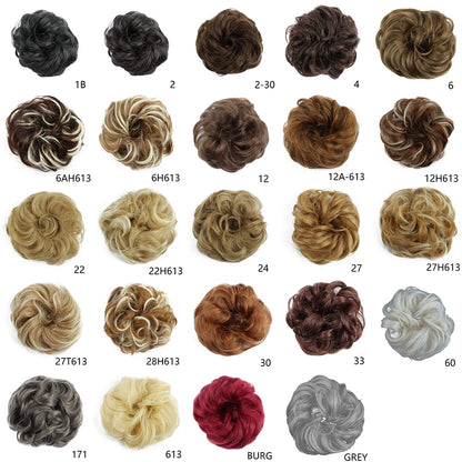 Synthetic Wavy Hair Bun Wig – Elastic Rubber Scrunchie Curly Ponytail Hair Extension for Ladies