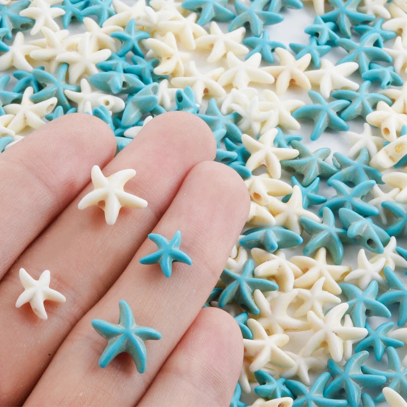 10/20/30PCS Colorful Ceramic Animal Beads – 2mm Hole Clownfish, Turtle, Star & Conch Shell for DIY Jewelry, Bracelets & Crafts