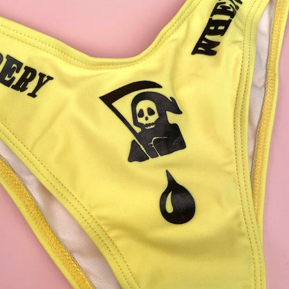 Gothic Skeleton Bikini Set - Women’s Y2K Tube Top & Triangle Bottoms Swimsuit