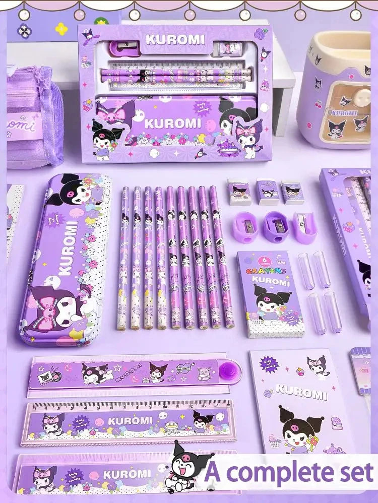 Sanrio Kawaii Stationery Gift Box – 12-Piece School Supplies Set with Kuromi, My Melody & Cinnamoroll for Girls