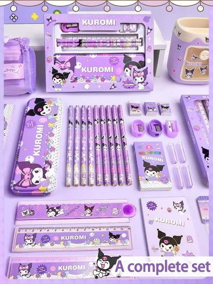Sanrio Kawaii Stationery Gift Box – 12-Piece School Supplies Set with Kuromi, My Melody & Cinnamoroll for Girls