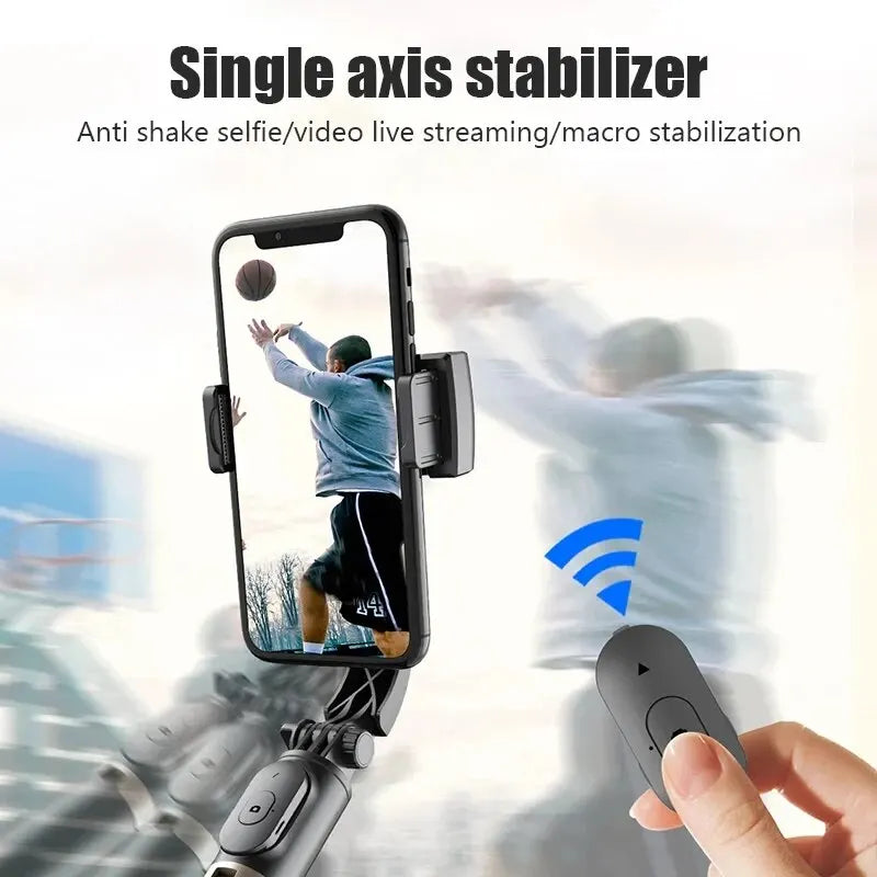 Q08 Handheld Gimbal Stabilizer with Selfie Stick & Fill Light – Bluetooth Tripod for Smartphone & Action Camera