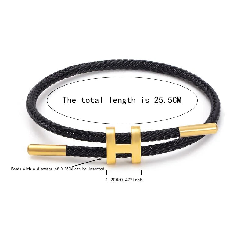H-Buckle Stainless Steel Rope Bracelet - Multi Functional Fashion Jewelry for Men and Women