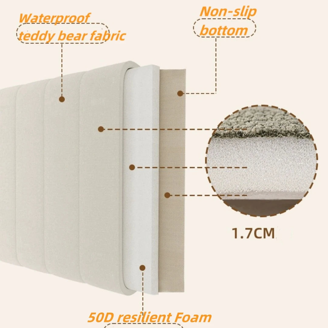 Customized Teddy Sponge Windowsill Cushion – High-Density Waterproof Non-Slip Sofa Cushion, 4.5/6.5/9.5 cm Options