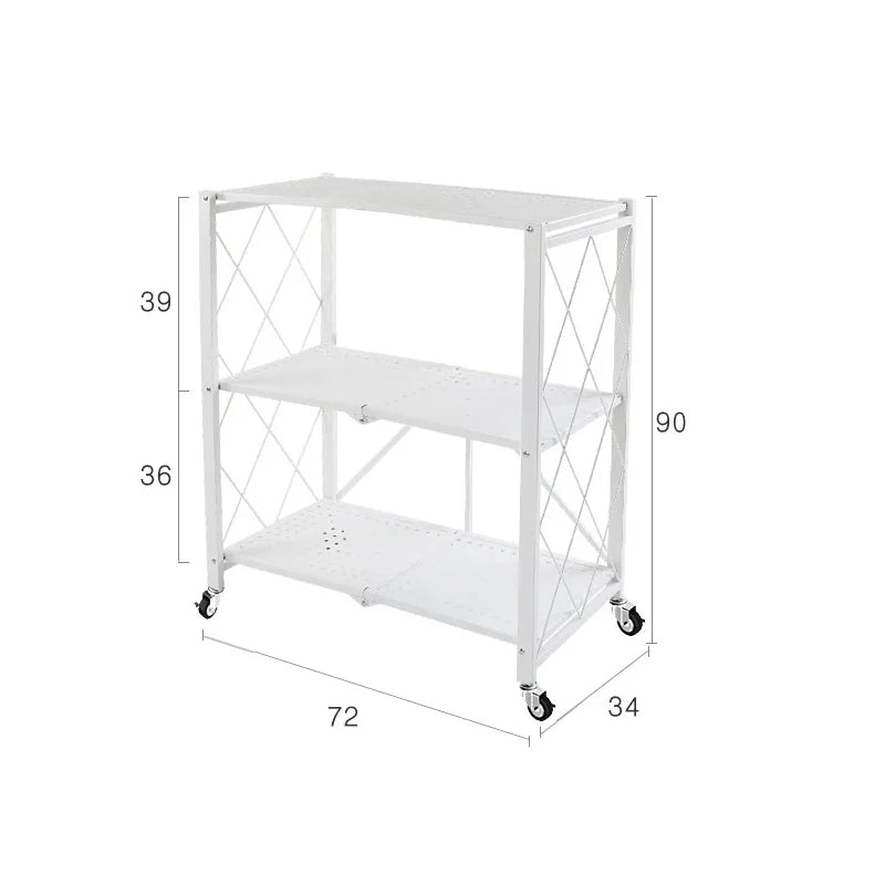 Foldable Large Iron Frame Storage Shelves – Installation-Free Standing Metal Shelving Unit for Kitchen