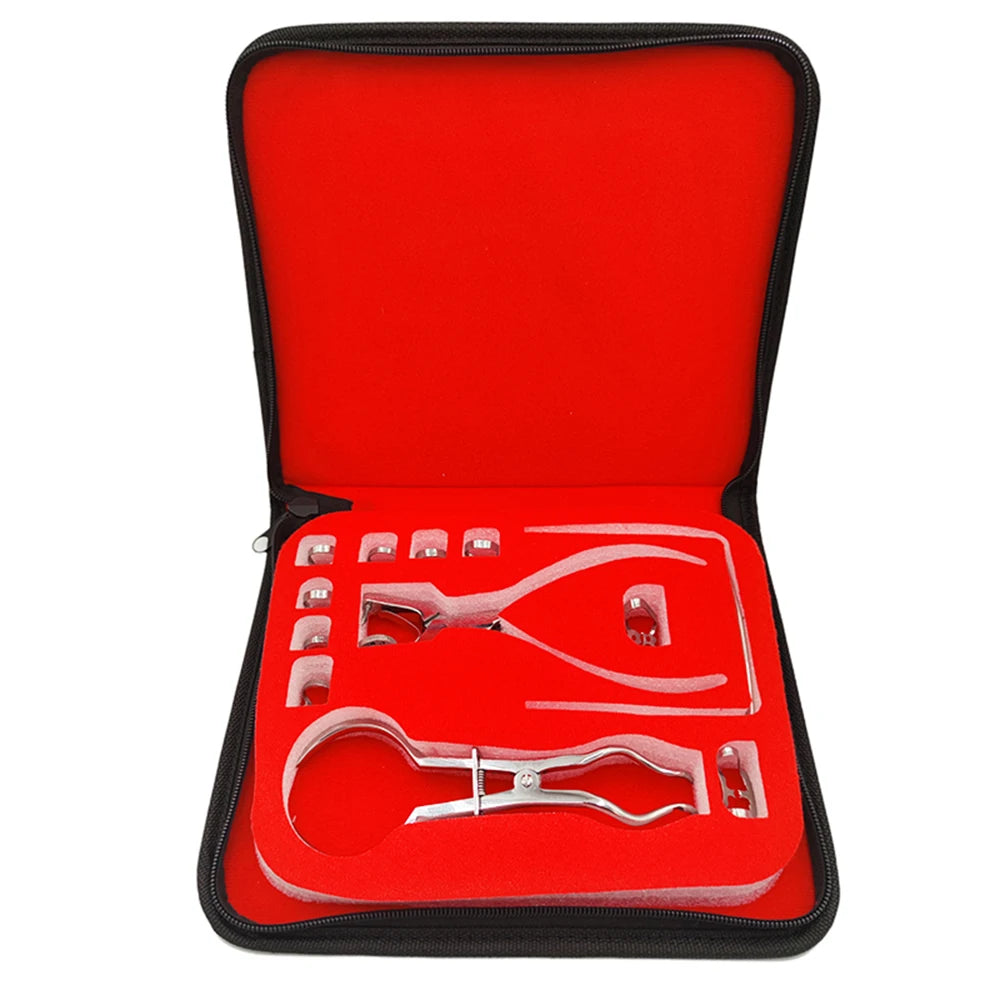 Dentistry Dam Hole Puncher Set – Pliers & Orthodontic Tools with Leather Bag for Dentists