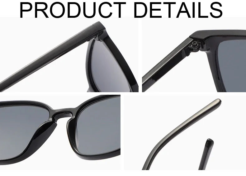 2025 Fashion Square Sunglasses — Retro Designer Cat Eye Shades for Women, Vintage Black UV Protection