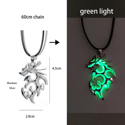 Hip-Hop Rock Dragon Necklace – Stainless Steel Chain with Luminous Alloy Pendant, Glow-in-the-Dark Night Dance Jewelry