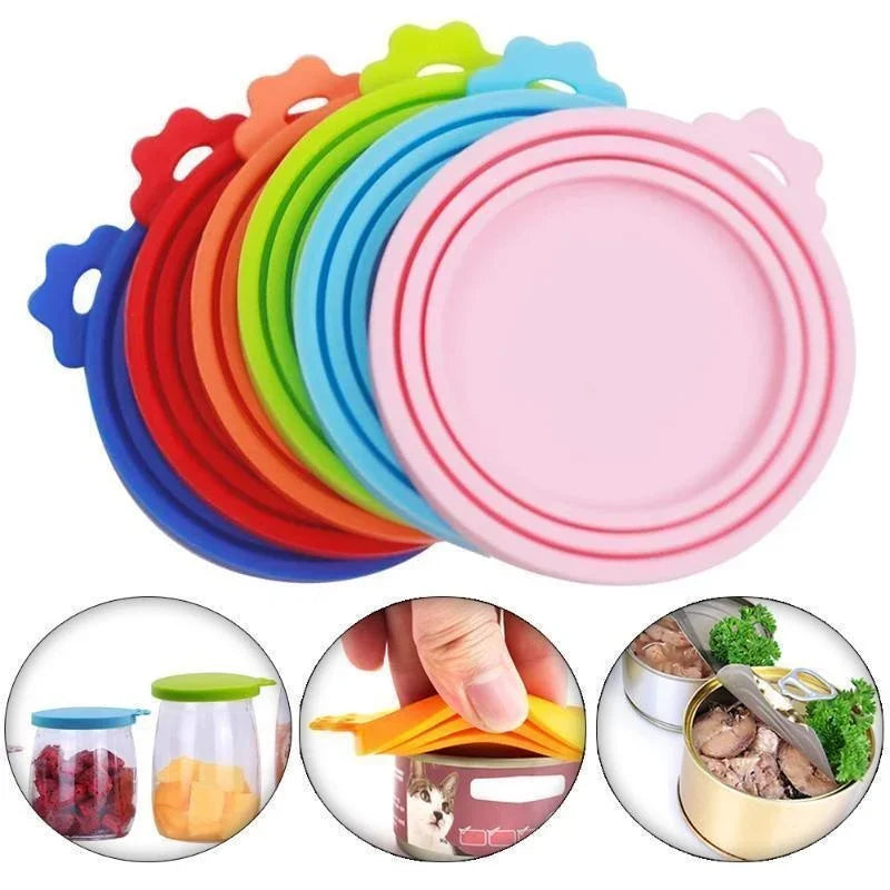 3-in-1 Reusable Pet Food Can Silicone Cover: Seal Cap Lid for Dogs and Cats - Suitable for 8.5cm/7.5cm/6.5cm Storage Tin, Essential Pet Supplies