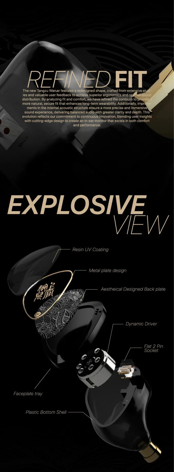 TANGZU WANER2 2nd Gen HiFi In-Ear Monitor – Dynamic Driver Earphones with 0.78mm Detachable Wired Cable & High-Resolution Sound