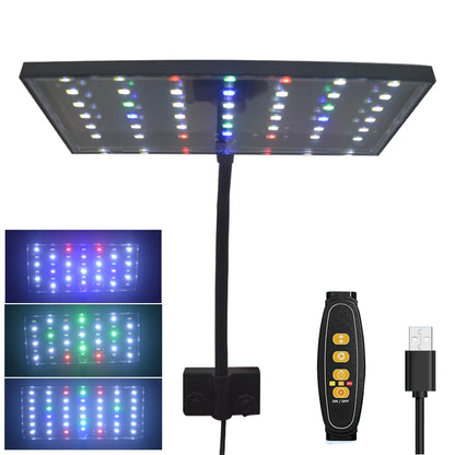 USB Aquarium LED Grow Light – Full Spectrum Fish Tank Lamp with Adjustable Brightness, Timer & 360° Rotatable Dimmable Clip Light