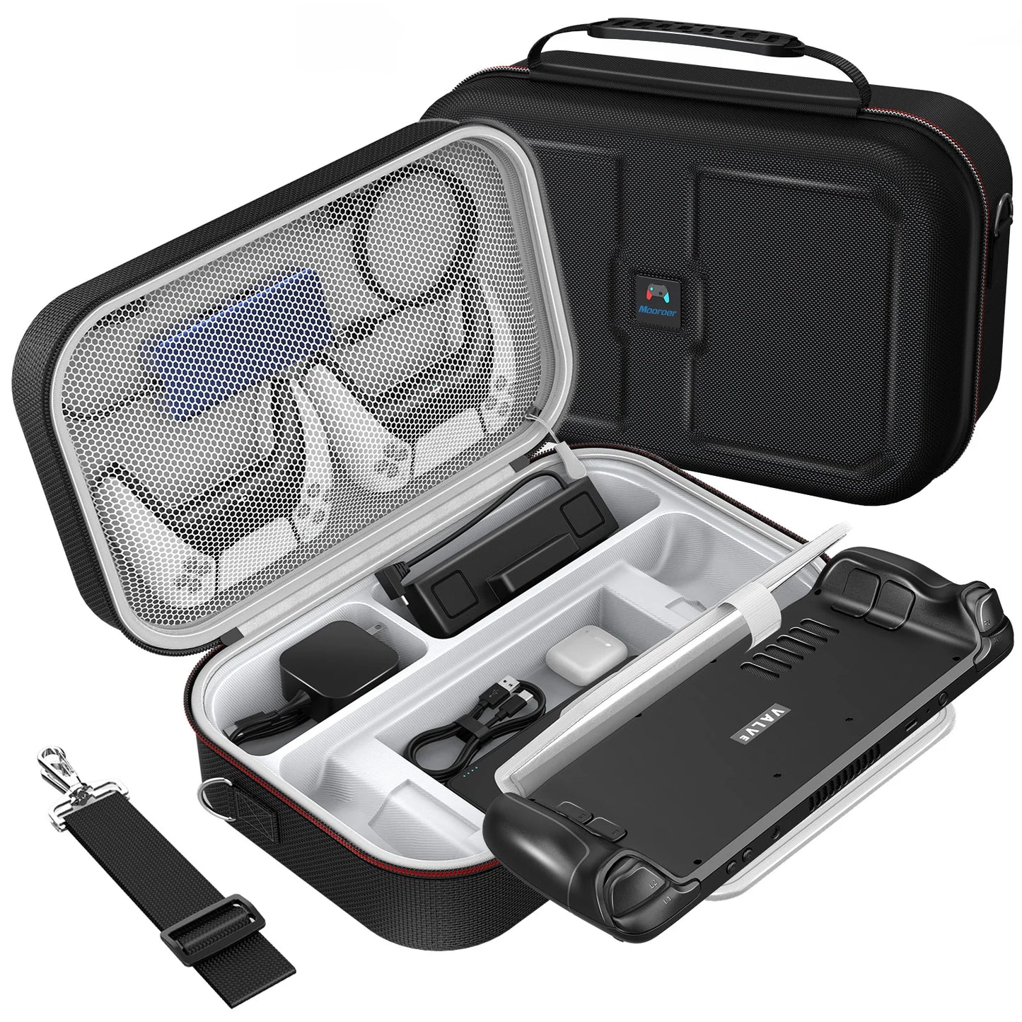 Steam Deck Carrying Case - Large Capacity Portable Storage for Console & Accessories with Built-in Protection