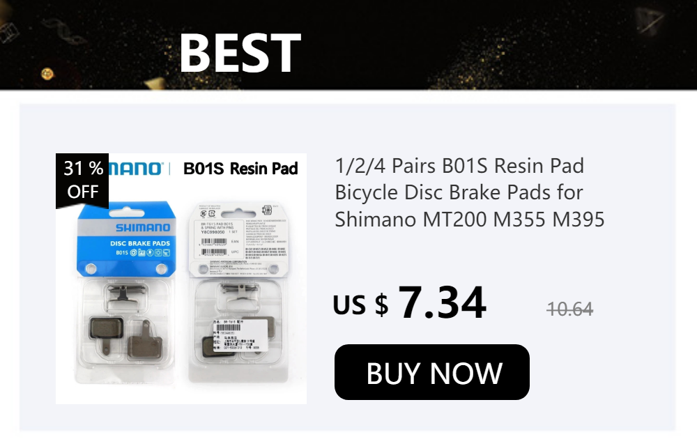 Shimano B01S Resin Brake Pads for MT200, M395, M475, M525 - Bicycle Disc Brake Parts