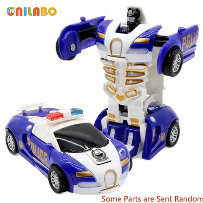 Transformable Robot Sports Car Toy - Battery-Free Educational Vehicle Model for Kids' Play & Learning