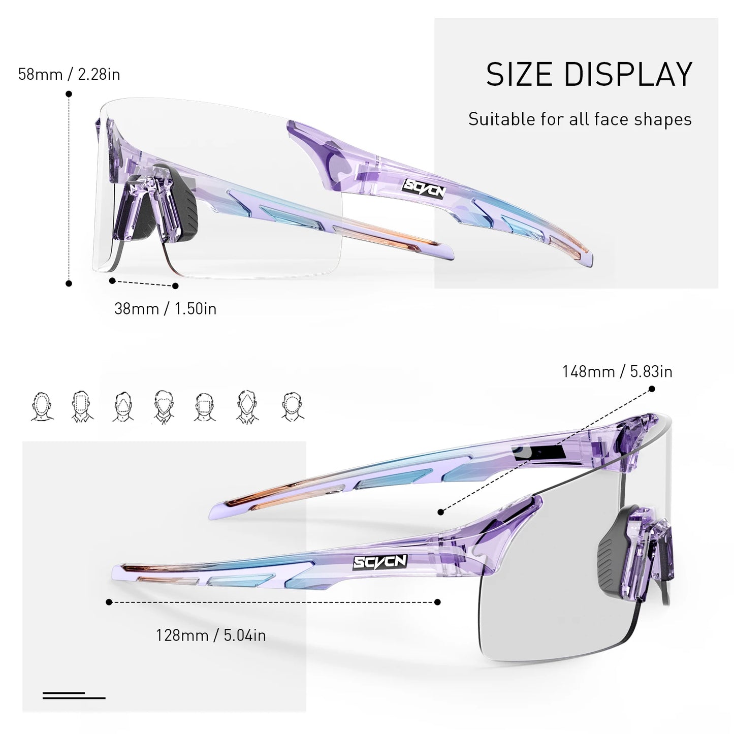 SCVCN Photochromic Sunglasses for Cycling & Outdoor Sports - Men & Women's MTB Climbing Eyewear, Driving Bicycle Goggles