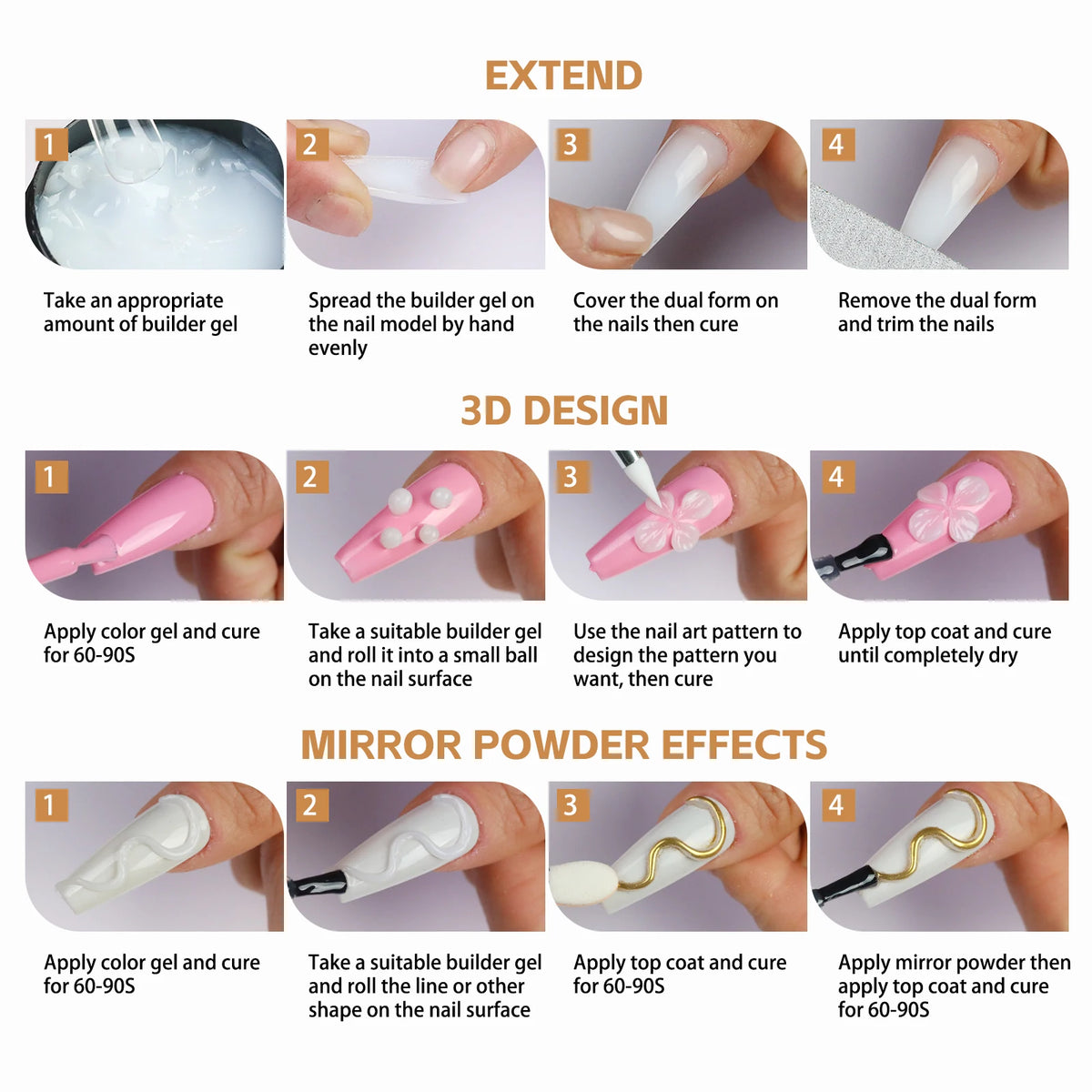 100g White Clear Nail Extension Gel - Non-Stick UV/LED Sculpting & 3D Nail Art Hard Gel