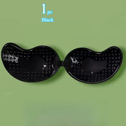Invisible Push-Up Adhesive Bra for Women - Backless Strapless Seamless Silicone Bra with Front Closure