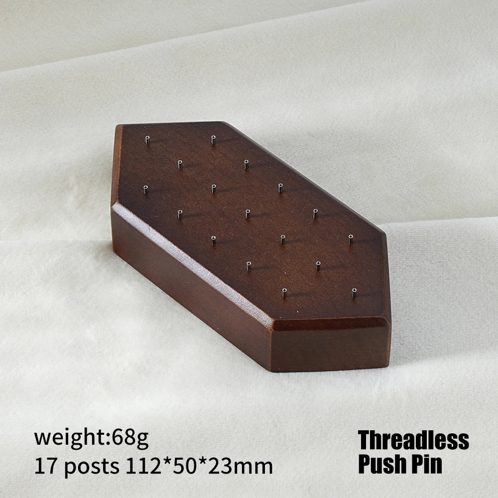 High-Quality Beech Wood Jewelry Display Stand — Push Pin Holder for 16G/14G Threadless Piercing & Body Jewelry