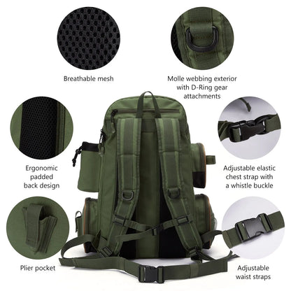 Bassdash Fishing Tackle Backpack — Lightweight Tactical Multifunctional Fishing Bag