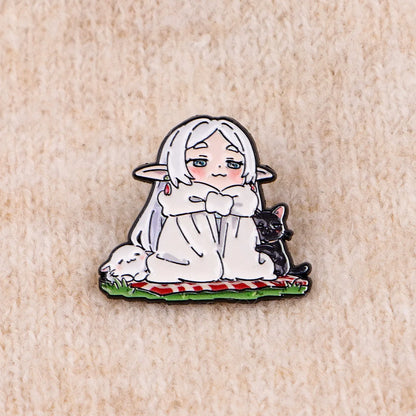 Frieren Anime Girl Enamel Pin - Manga Lapel Badge for Backpacks, Hats & Cosplay Accessories