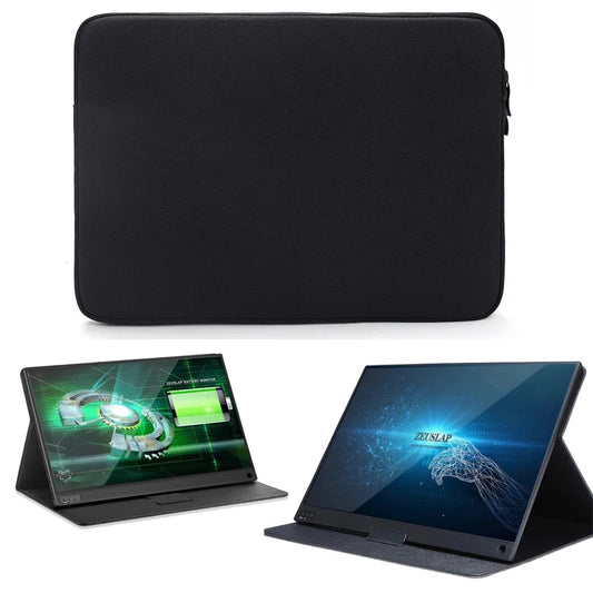 Waterproof Canvas Sleeve Bag for ZEUSLAP 16" Portable Monitor – Anti-Drop Flocking Zip Pouch Carry Case