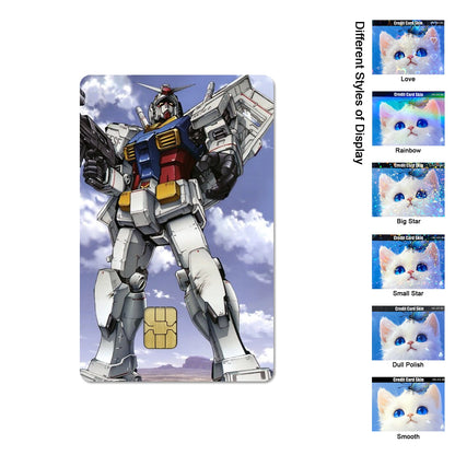 Gundam RX-78-2 & ZGMF-X19A Card Stickers - 2.5D HD Matte Waterproof PVC Skins for Credit and Debit Cards