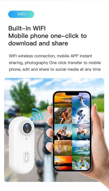 4K Thumb Action Camera — HD Sports Cam with Image Stabilization, Auto Exposure & Rechargeable 800mAh Battery