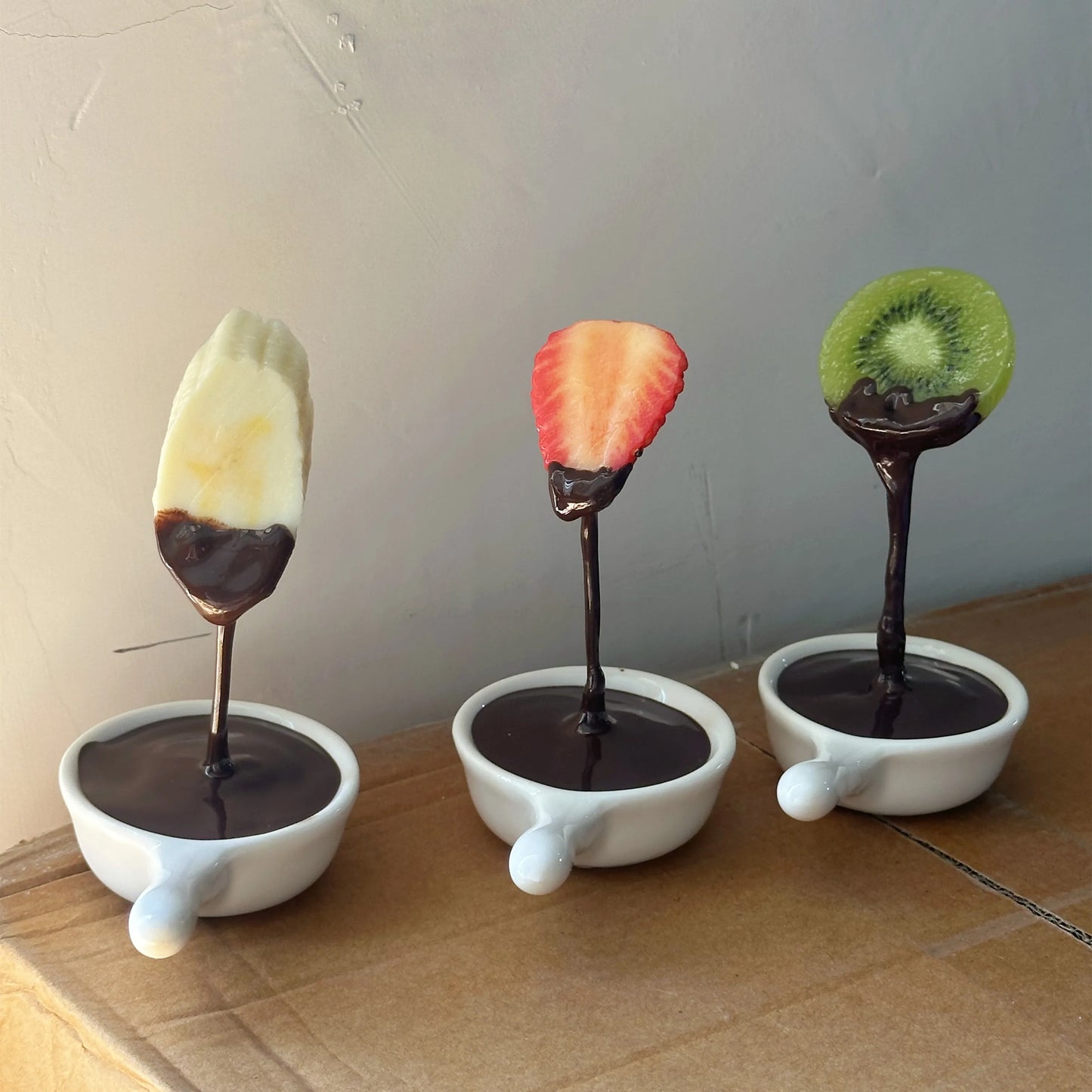 Fake Food Dipping Bowls - Simulated Fruit & Chicken Sauce Models for Photography, Food Display & Advertising Props