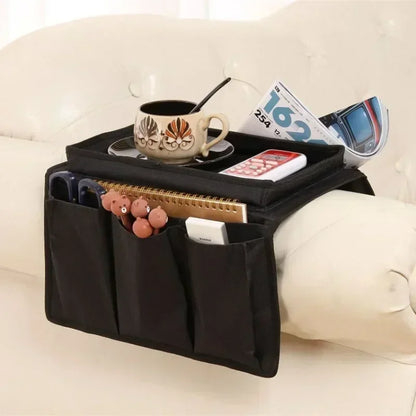 Couch Armrest Storage Organizer — 6-Pocket Remote Control Holder Bag for TV Sofa