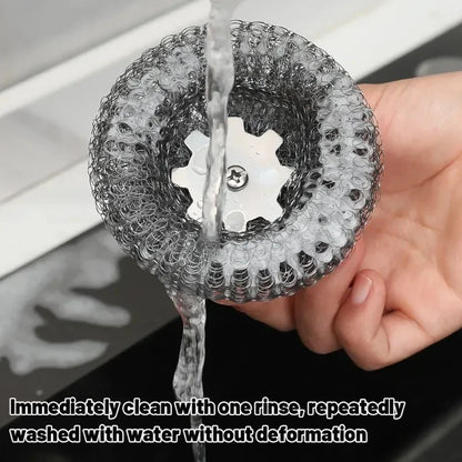 Stainless Steel Pot Brush with Handle – Heavy Duty Dishwashing Wire Ball for Pot & Pan Cleaning (5/1 Pcs)