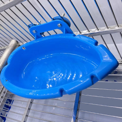 Multifunctional Parrot Food Tray: Creative Blue Bathtub for Animal Cage - Standing Wash Shower Box Bird Toy & Pet Cleaning Product