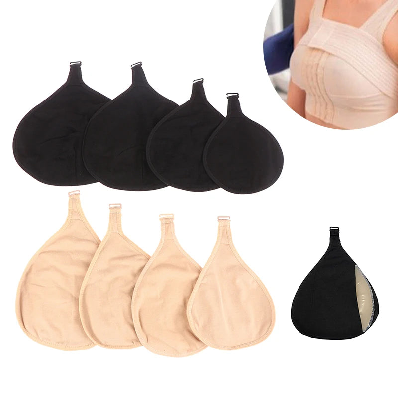Women Silicone Breast Forms Cover with Cotton Pocket – Mastectomy Prosthesis Protective Triangle Inserts