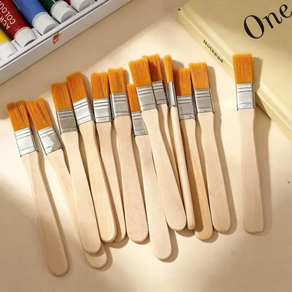 Paint Brush Set - Soft Nylon Bristle Wooden Handle Brushes for Watercolor, Oil Painting, Drawing & Cleaning