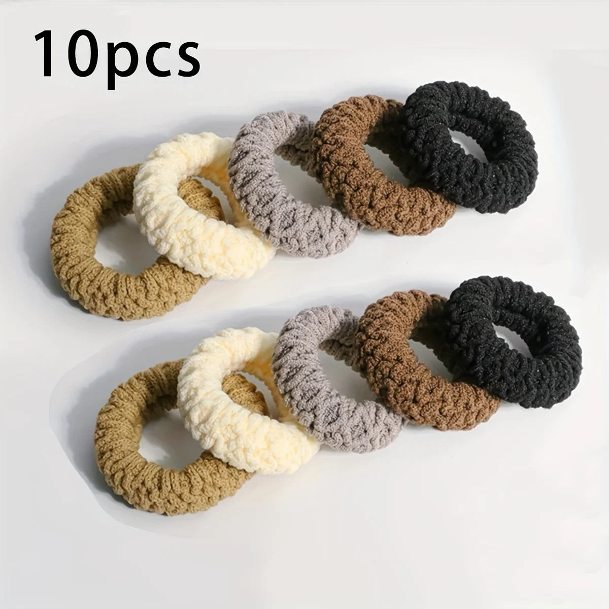 10PCS Wide Thick Hair Ties - Durable Elastic Ponytail & Bun Holders