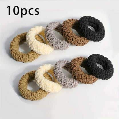 10PCS Wide Thick Hair Ties - Durable Elastic Ponytail & Bun Holders