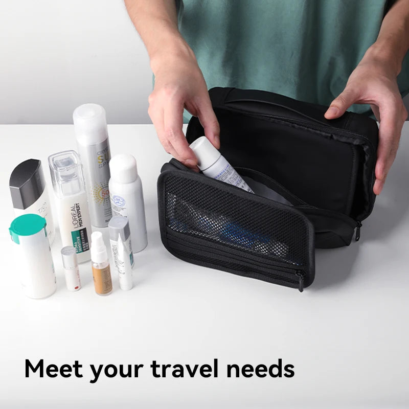 Men's Travel Toiletry Bag: Business Trip Essentials, Dry-Wet Separation, Waterproof Makeup Storage, Fitness & Bath Bag - L_MR86 Wash Bag
