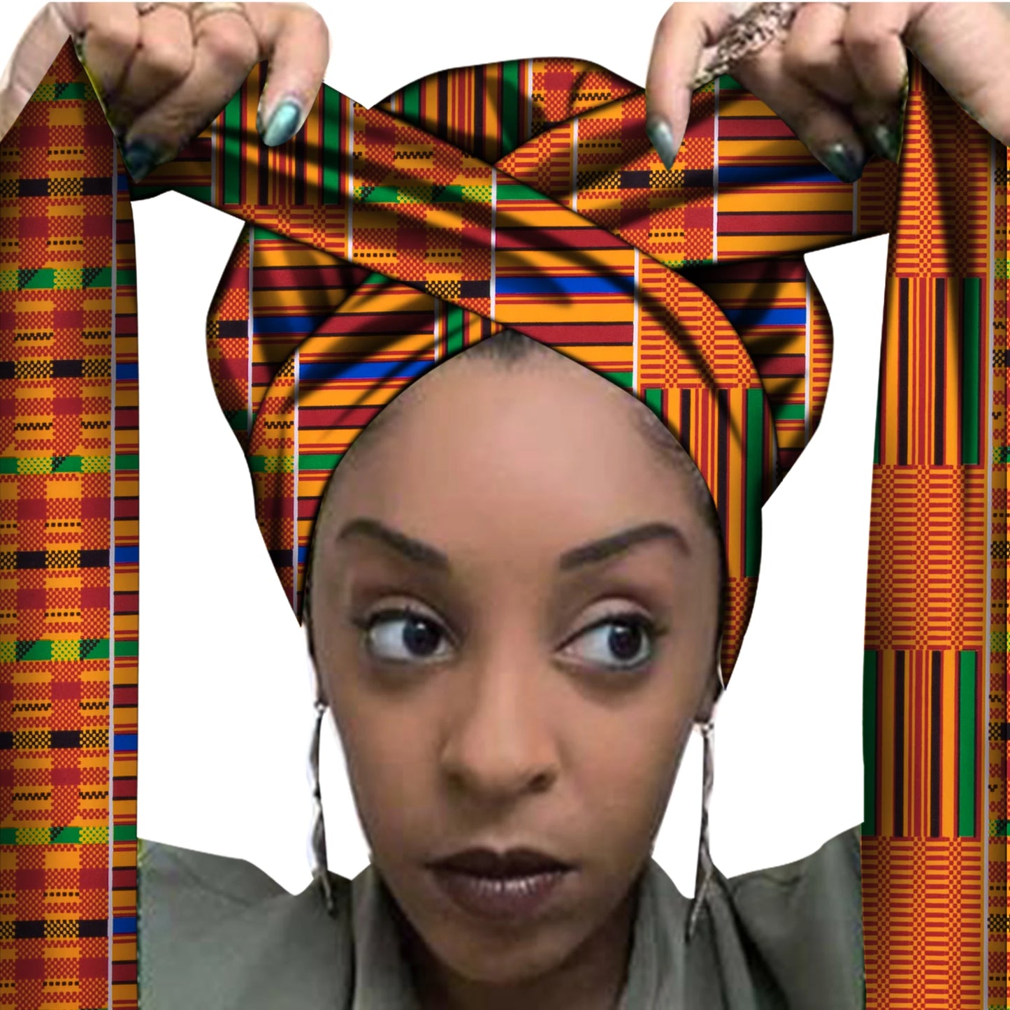 African Print Bonnet with Long Ribbon - Large Size Ankara Hair Wrap Cap for Women, Single Layer Head Cover