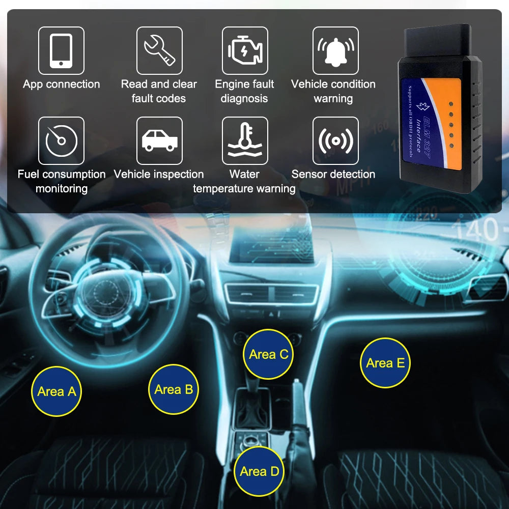 ELM327 OBD2 Scanner - WiFi & Bluetooth Car Diagnostic Code Reader for Android iOS