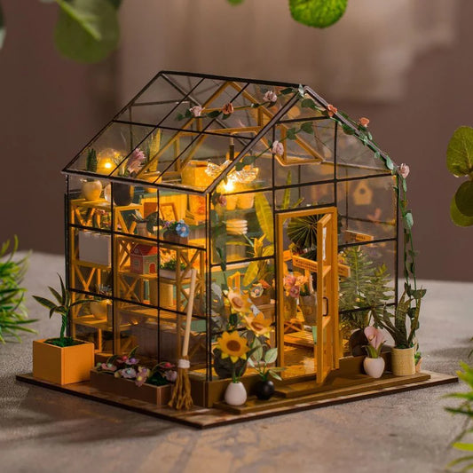 DIY Mini Dollhouse Kit - Handmade 3D Flower House Puzzle Model with Furniture Home Decor Gift