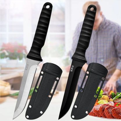 5Cr15Mov Stainless Steel Meat Cleaver & Boning Knife – Sharp Fishing Knife with Holster, Multifunctional Vegetable Peeler