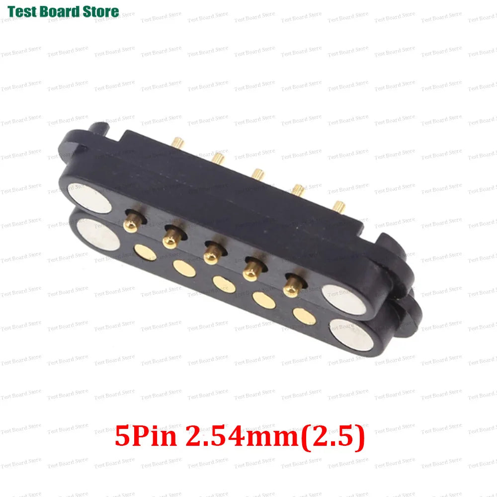 2A DC Magnetic Pogo Pin Connector - 2–8 Pin Spring-Loaded Male/Female Power Socket, 2.5/2.54/2.8mm Pitch, 1–5 Sets