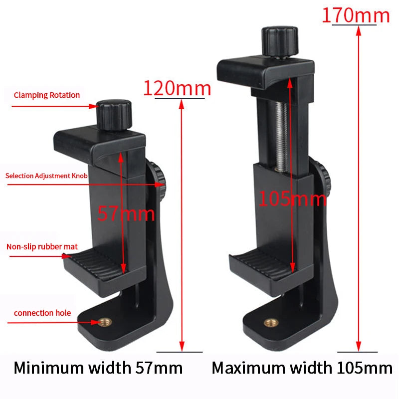 Rotatable Tripod Phone Mount Holder with Standard Screw Adapter, Digital Camera Bracket, Compatible with iPhone and Most Cellphones