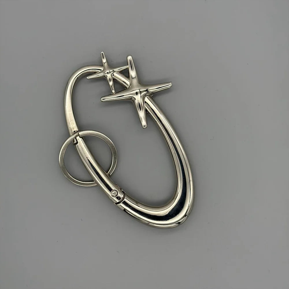 Y2K Punk Star Carabiner Keychain - Gothic Axe-Shaped Car Key Ring Backpack Fashion Decor