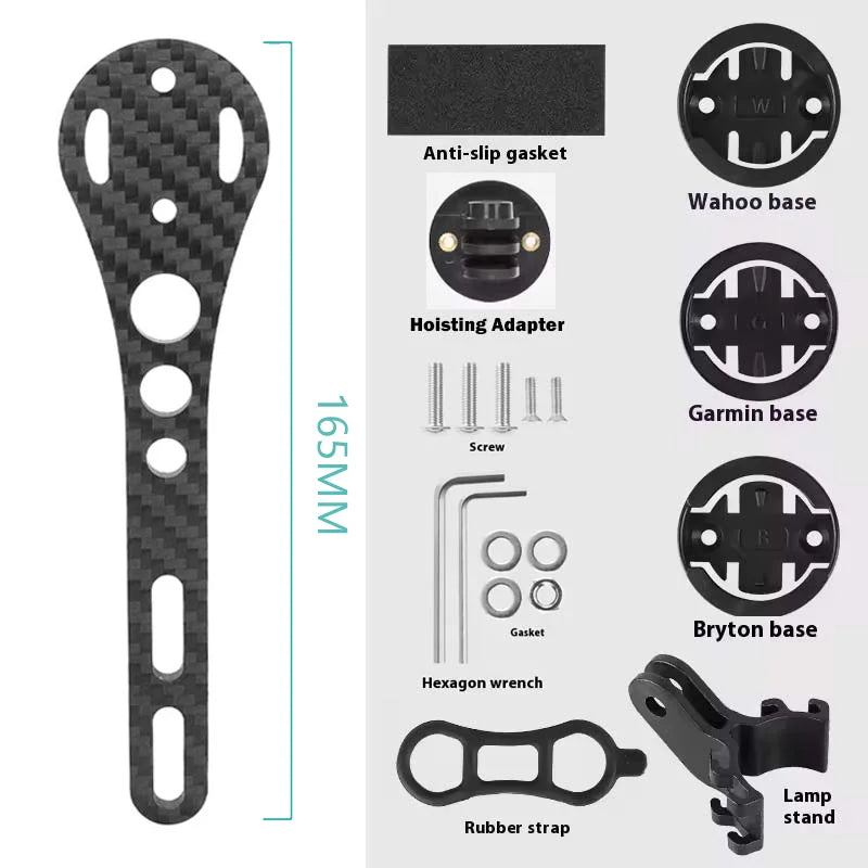 14g Carbon Fiber Bike Computer Mount - Lightweight Multifunctional Road Bike Light and GoPro Holder