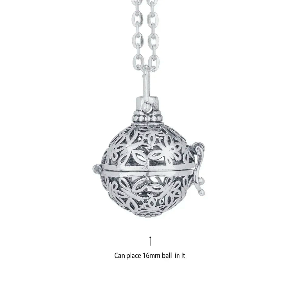 Vintage Mexico Angel Ball Chime Necklace – Antique Locket Aromatherapy Essential Oil Diffuser