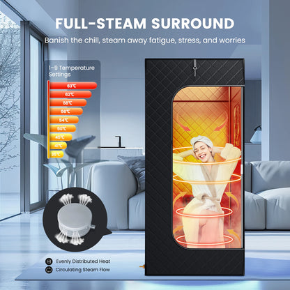 Full Body Home Steam Sauna Set – 2.6L Single-Person Spa with Time & Temperature Remote Control for Detox Therapy